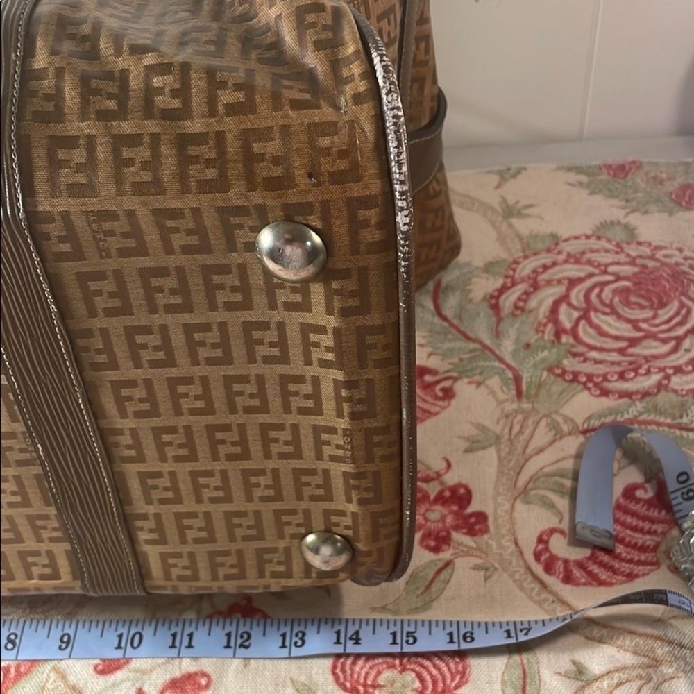 Fendi Zucca 48h Boston Brown Duffel Travel Bag with Monogram Design Unisex As Is - Picture 8 of 13